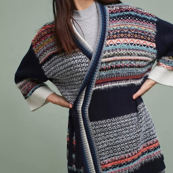 ANTHROPOLOGIE SLEEPING ON SNOW Kimono Fair Isle Cardigan Size XS/S - Picture 1 of 16